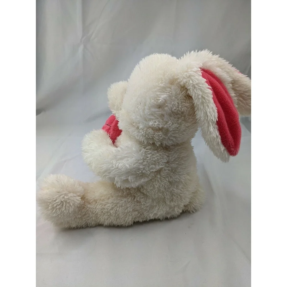 Dan Dee Cream Rabbit Plush 12 Inch Pink Ears Carrot Feet Stuffed Animal‎ Toy
